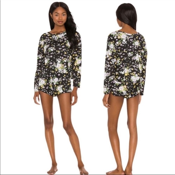 PLUSH X Revolve Ultrasoft Black Multi Floral Pajamas - Picture 14 of 14